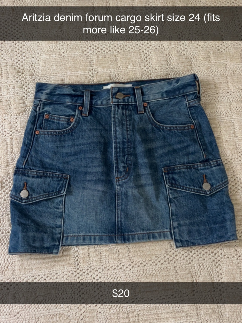 Aritzia Denim Cargo Mini Skirt size 24